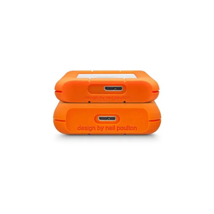 LaCie Disque Dur Externe Rugged Mini LAC9000298 - 2 To - Résistant aux chocs - USB 3.2 Gen 1 - 5400 tr/min - Orange/Argent