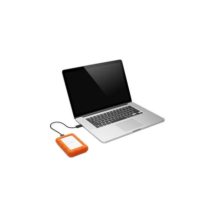 LaCie Disque Dur Externe Rugged Mini LAC9000298 - 2 To - Résistant aux chocs - USB 3.2 Gen 1 - 5400 tr/min - Orange/Argent