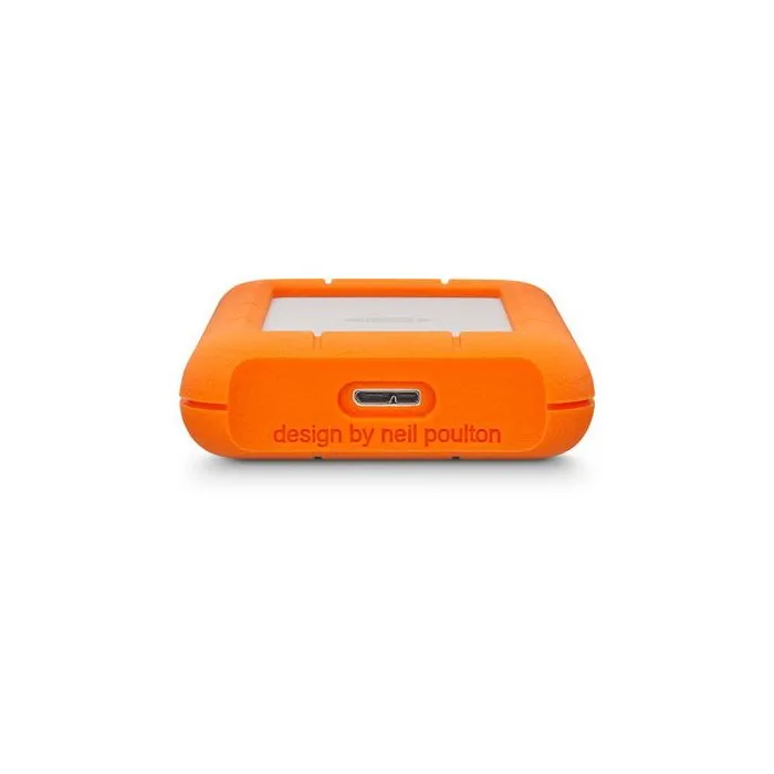 LaCie Disque Dur Externe Rugged Mini LAC9000298 - 2 To - Résistant aux chocs - USB 3.2 Gen 1 - 5400 tr/min - Orange/Argent