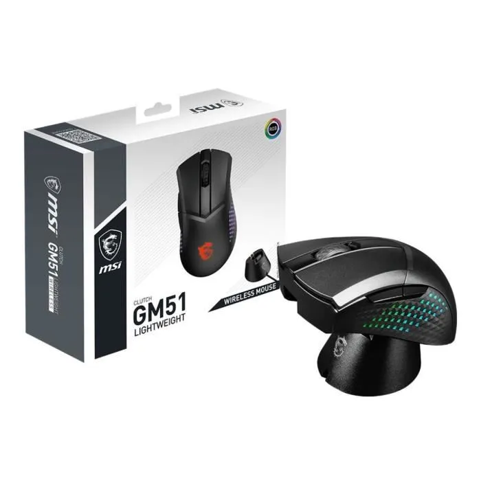 MSI CLUTCH GM51 LIGHTWEIGHT WIRELESS Souris Gaming Sans Fil Légère Charge Rapide 150h Autonomie MSI CLUTCH GM51 LIGHTWEIGHT WIRELESS Souris Gaming Sans Fil Légère Charge Rapide 150h Autonomie