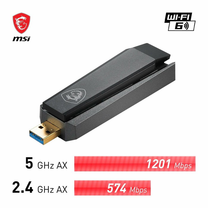 MSI GUAX18 Adaptateur WiFi 6 USB AX1800