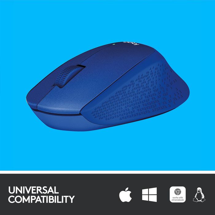 Logitech M330 Silent Plus - Souris sans fil silencieuse, réduction bruit 90%, autonomie 24 mois, nano-récepteur USB, 1000 dpi, pour Windows/Mac/ChromeOS/Linux, droitier, bleu