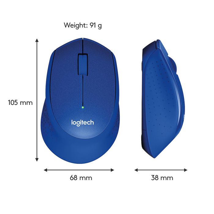 Logitech M330 Silent Plus - Souris sans fil silencieuse, réduction bruit 90%, autonomie 24 mois, nano-récepteur USB, 1000 dpi, pour Windows/Mac/ChromeOS/Linux, droitier, bleu