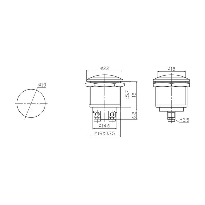 Edm Poussoir métallique 2A 250V chromé