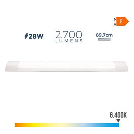 Edm Reglette LED 28W 6500K Lumière Froide 2700lm 89,7x3,1x8cm