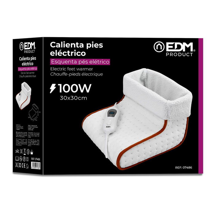 Edm Chauffe-pieds électrique Blanc 100 W 30 x 30 x 24 cm