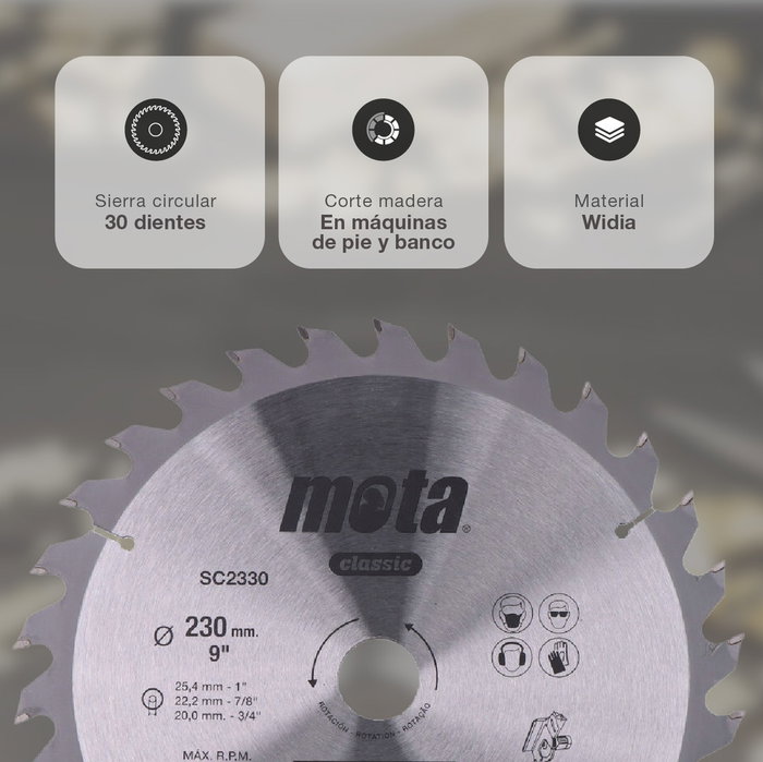 Mota Scie circulaire widia 230mm 30 dents
