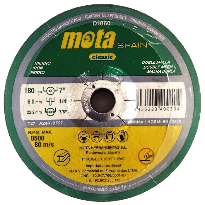 Mota Herramientas Disco de desbaste ø180 x 6,0 x 22,23 mm Mota Herramientas Disco de desbaste ø180 x 6,0 x 22,23 mm