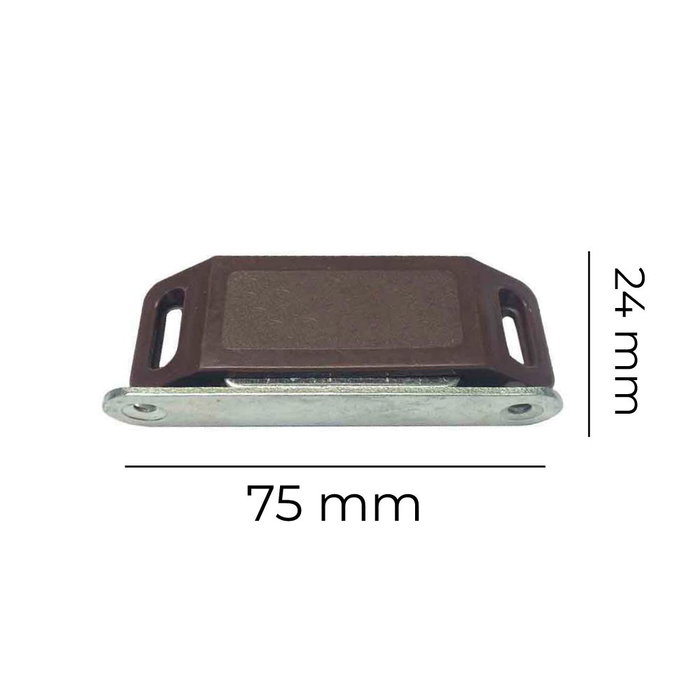 Edm Aimant de porte armoire brun 75 x 15 x 24 mm lot de 2 pièces acier polypropylène
