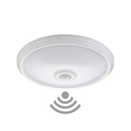 Edm Aplique de surface LED avec détecteur crépusculaire et mouvement IP20 2 x E27 Ø30 x 9,6 cm blanc