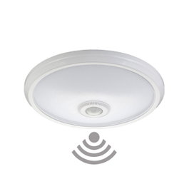 Edm Applique de surface avec capteur crépusculaire et de mouvement, 2 x E27, Blanc