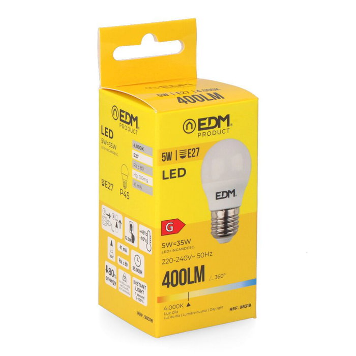 Edm Ampoule LED sphérique E27 5W 400lm 4000K