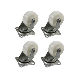 Edm Set de 4 roues giratoires blanches 40mm 45x40mm