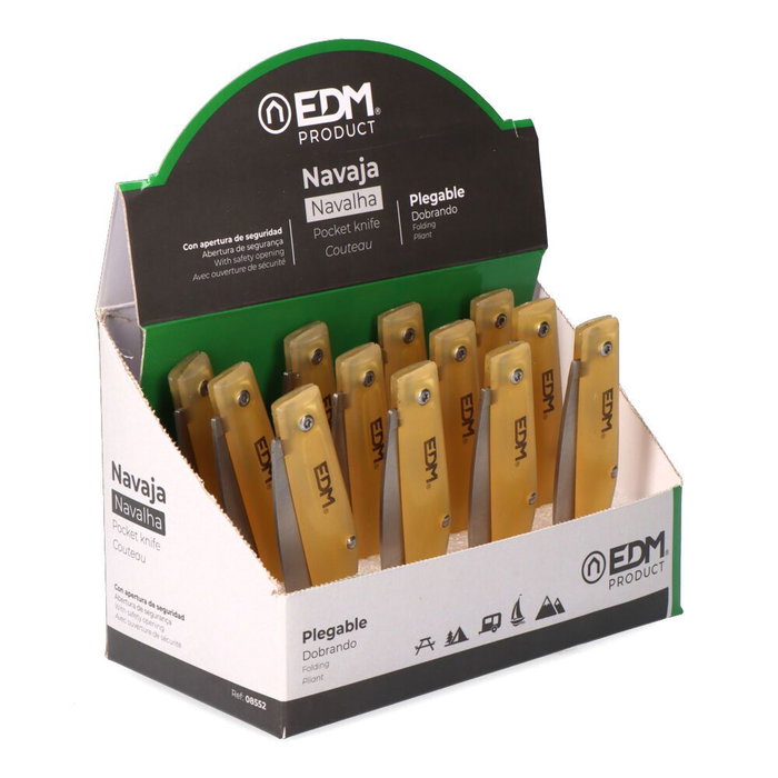 Edm Couteau pliable aneto avec manche en plastique, lame acier inox, 22 cm, marron Edm Couteau pliable aneto avec manche en plastique, lame acier inox, 22 cm, marron