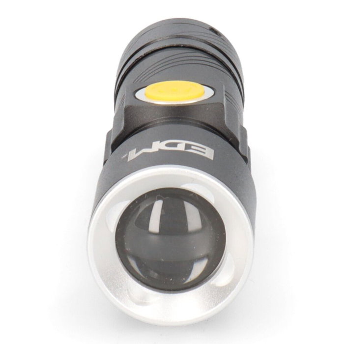 Edm Mini lampe torche LED zoom 1 LED 3W rechargeable USB 120lm 40lm flash noir IP44