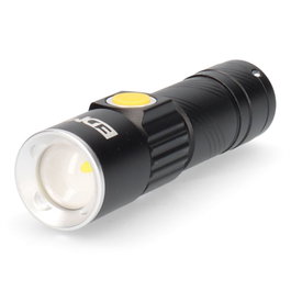 Edm Mini lampe torche LED zoom 1 LED 3W rechargeable USB 120lm 40lm flash noir IP44