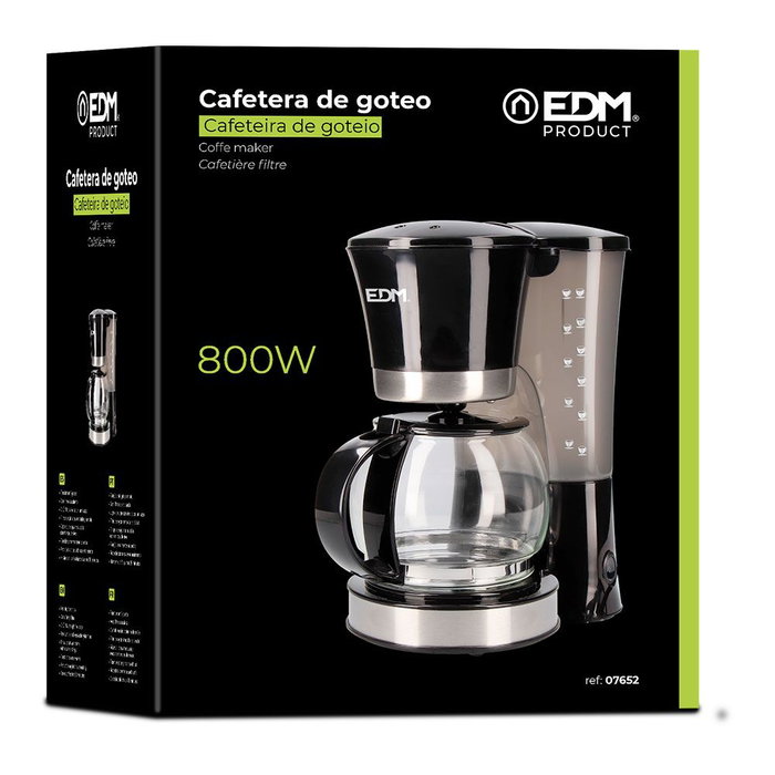 Edm Cafetière goutte à goutte 12 tasses 800 W Noir