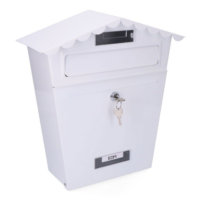 EDM Boîte aux lettres Classic en acier blanc 295 x 105 x 355 mm avec 2 clés EDM Boîte aux lettres Classic en acier blanc 295 x 105 x 355 mm avec 2 clés