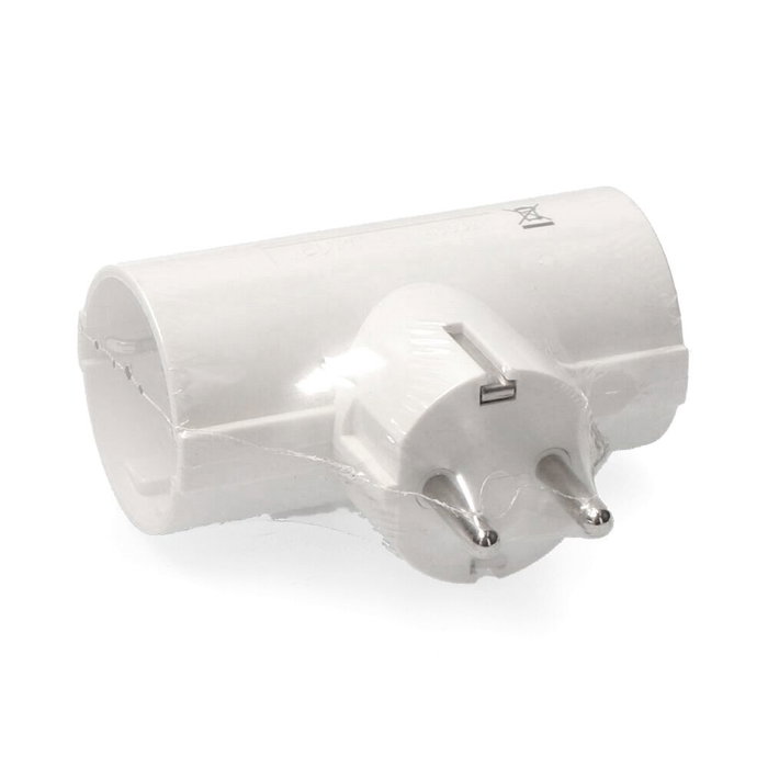 Edm Adaptateur double 2P+T type F, 16A 250V, blanc