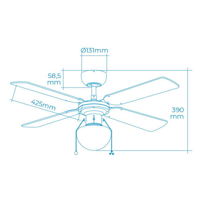 Ventilateur de Plafond avec Lumière EDM 33800 Caribe Blanc 50 W