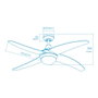 Edm Ventilateur de plafond Caspio argenté/nickel 132cm 60W avec télécommande et lumière