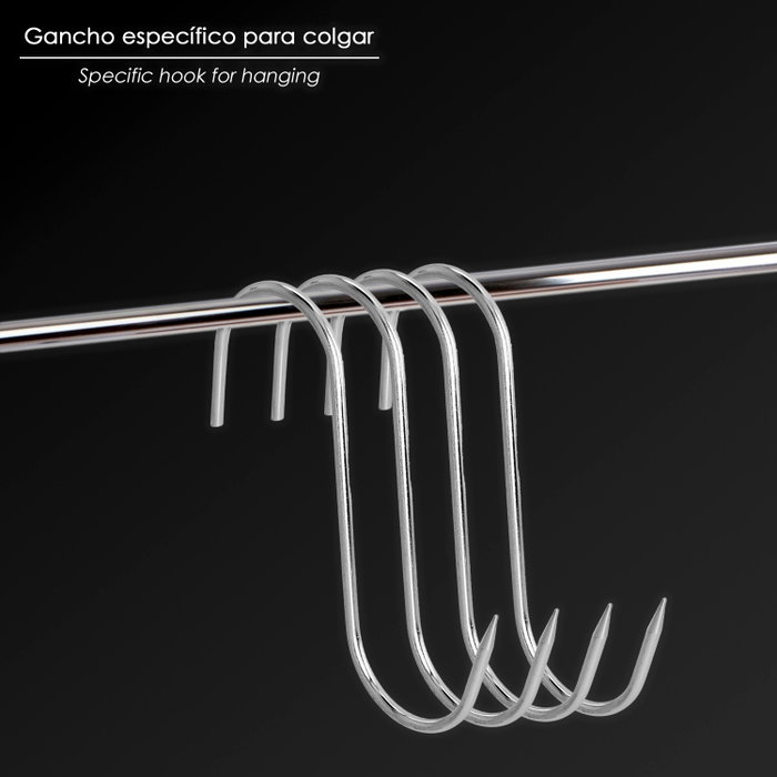 Sauvic Lot de 3 crochets de boucher en acier inoxydable 18/8, 18 cm