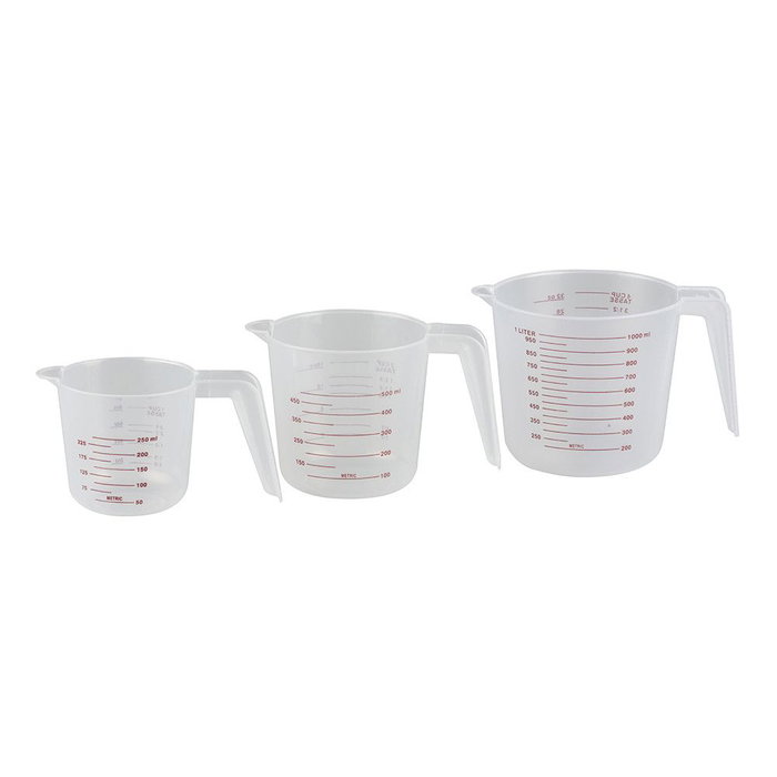 Pichet gradué 250 ml 500 ml 1 L polypropylène (3 Pièces) Pichet gradué 250 ml 500 ml 1 L polypropylène (3 Pièces)