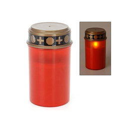 Bougie de cimetière LED rouge lumière chaude Ø6.5x12cm 2xLR14