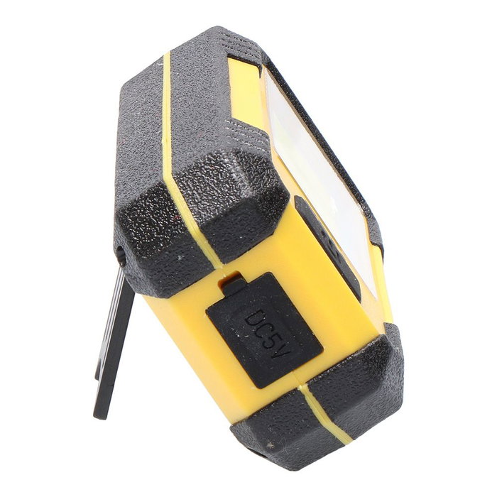 Edm Lampe torche LED COB 8W 6500K 450lm/130lm/flash rechargeable USB type C avec fonction power bank et aimant - jaune/noir
