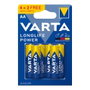 Varta Longlife Power Pile Alcaline AA LR06 1.5V Blister 6 Unités Ø14.5x50.5mm
