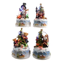 Lumineo Figurine de Noël LED 10 x 9 x 15,5 cm, Modèles Assortis, Intérieur, 3 Piles AA