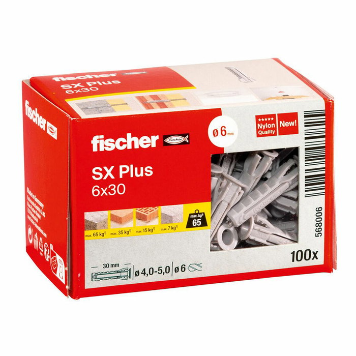 Fischer Crampons SX Plus n6 Ø 6 x 30 mm, 100 Unités