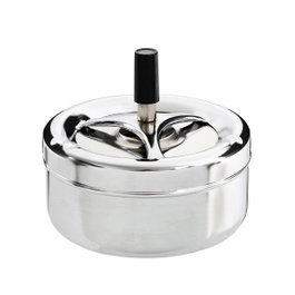 Champ Cendrier avec couvercle rotatif en acier inoxydable ø 9,5 x 9,5 cm
