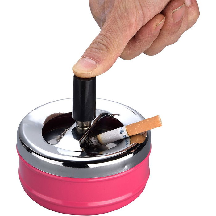 Cendrier Excellent Houseware Avec couvercle Plaque Tournante Argenté Multicouleur métallique Acier inoxydable Ø 9,5 cm