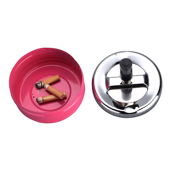 Cendrier Excellent Houseware Avec couvercle Plaque Tournante Argenté Multicouleur métallique Acier inoxydable Ø 9,5 cm
