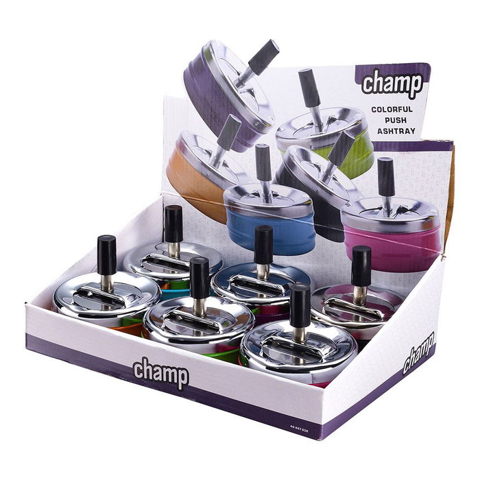 Cendrier Excellent Houseware Avec couvercle Plaque Tournante Argenté Multicouleur métallique Acier inoxydable Ø 9,5 cm