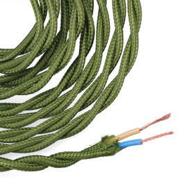 Edm Carret de câble textile tressé H03VV-F 2 x 0,75 mm² vert, 5 m