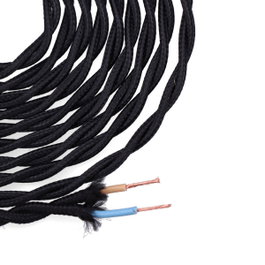 Edm Carreau de câble textile tressé H03VV-F 2 x 0,75 mm² noir, 5 m