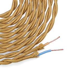Edm Carrete de câble textile tressé H03VV-F 2 x 0,75 mm² or foncé, 5 m