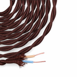 Edm Carrete de câble textile tressé H03VV-F 2 x 0,75 mm² marron, 5 m