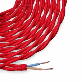 Edm Carreau de câble textile tressé H03VV-F 2 x 0,75 mm² rouge, 5 m