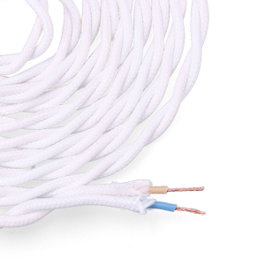 Edm Carreau de câble textile tressé H03VV-F 2 x 0,75 mm² blanc, 5 m