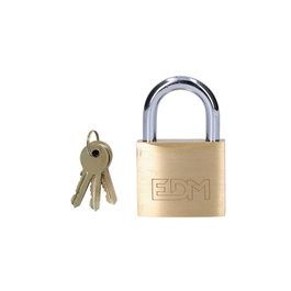 Edm Candado en laiton, arceau normal 40 mm, doré et chromé, blister