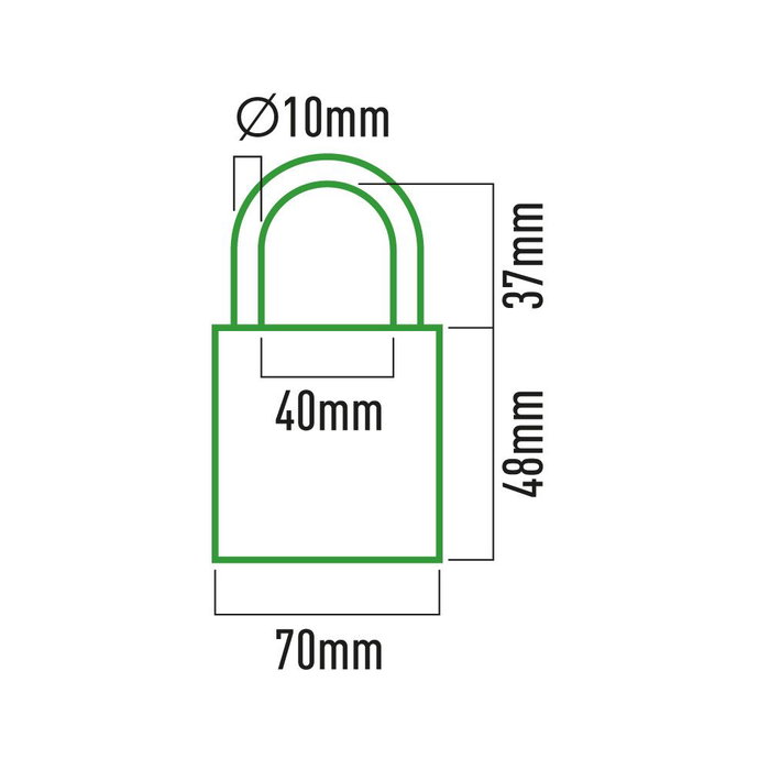 Edm Candado de latón 70 x 20 x 48 mm arco Ø10 mm doré et chromé blister 3 clés