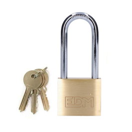 Edm Candado de latón arco largo 40 mm doré chromé 3 clés blíster