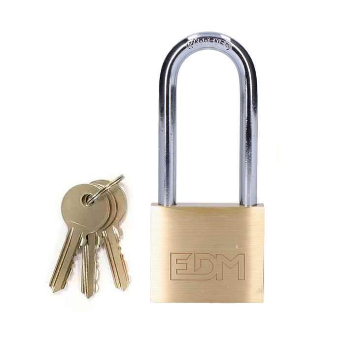 Edm Candado de latón arco largo 40 mm doré chromé 3 clés blíster Edm Candado de latón arco largo 40 mm doré chromé 3 clés blíster
