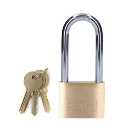 Edm Candado de latón arco largo 60 mm blister - Marque: Edm, Type: Candado, Matière: Laiton, Couleur: Doré/Chromé