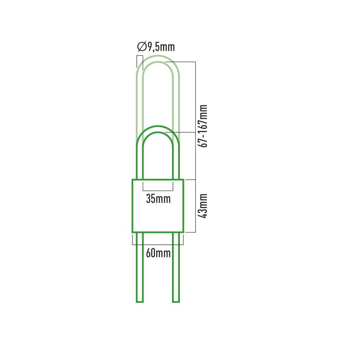 Edm Candado en laiton 60 mm avec arc réglable 67-167 mm, doré et chromé, blister 2 clés Edm Candado en laiton 60 mm avec arc réglable 67-167 mm, doré et chromé, blister 2 clés