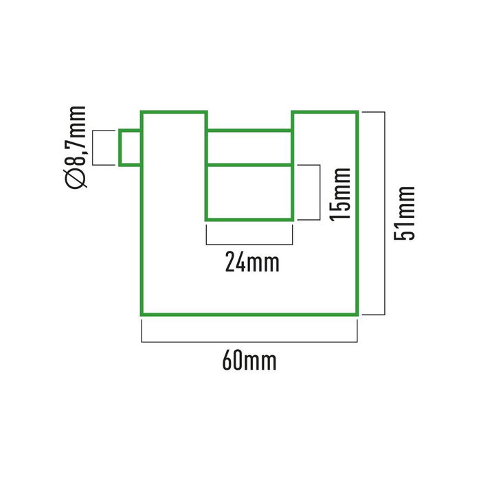 Edm Candado de latón reforzado de seguridad 60 x 16 x 51 mm, dorado et cromado, blíster