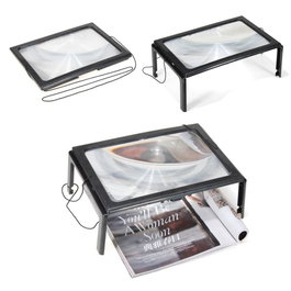 Benson Loupe de lecture avec 4 LEDs, grossissement 3x, noir, 27x20cm, pour livres et cartes